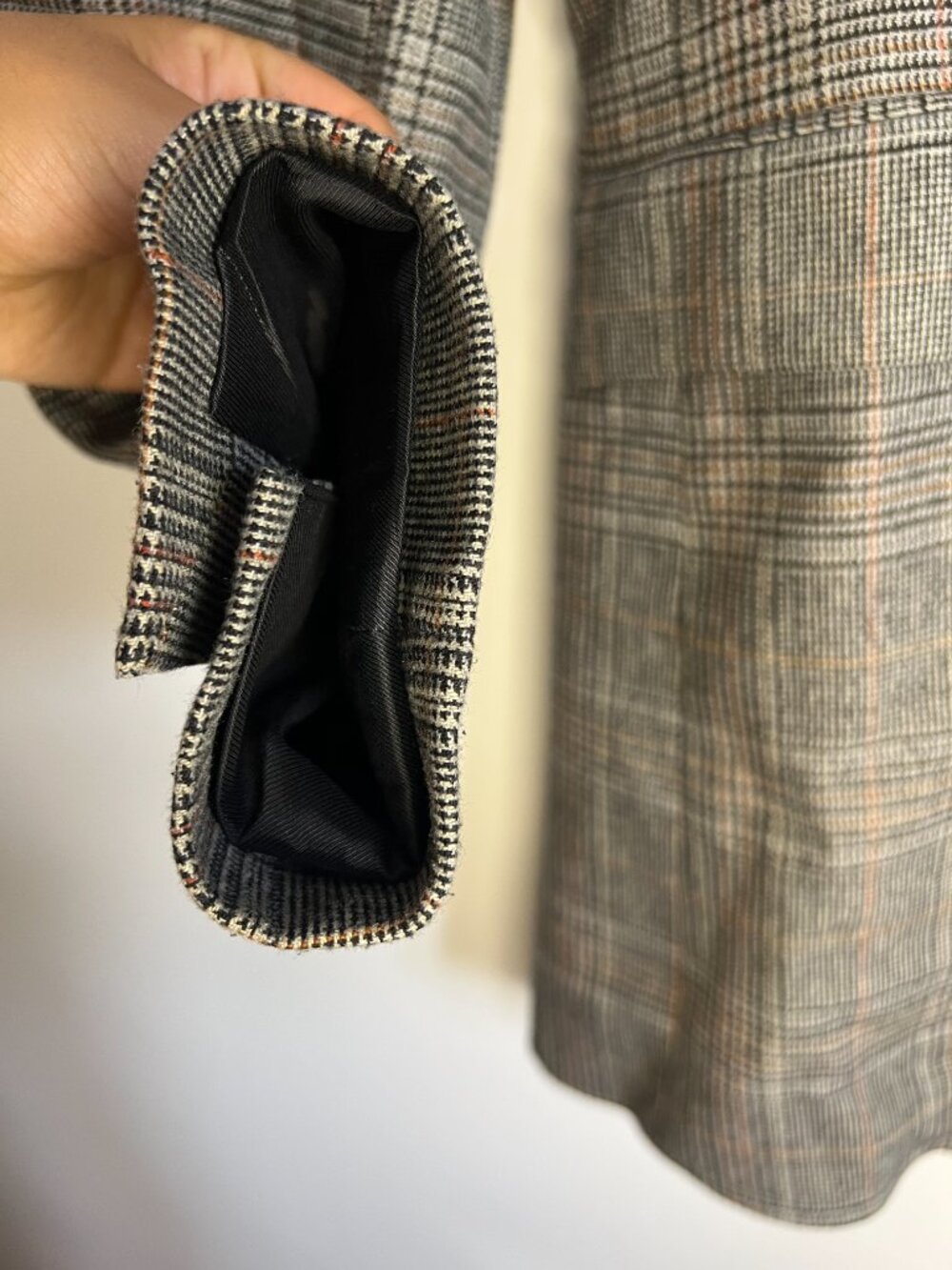 Zara Glen Check Plaid Blazer Women's Sz S Single Button Wool Blend Office - Picture 5 of 12
